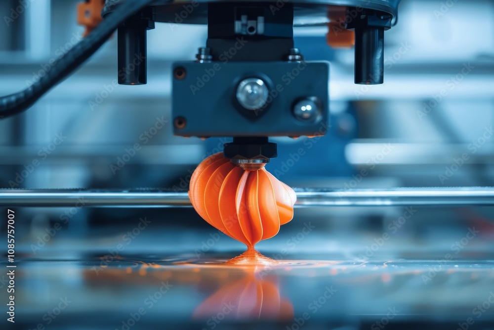 Poster 3d printer in the process of creating an object ,a dynamic scene of a 3d printer at work, representi