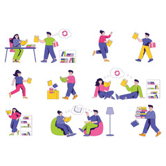 Fototapeta premium Flat vector illustration pack, Illustration Collection, Business illustration, vector illustration, Minimal Illustration Collection, Social illustration collection, flat illustrations pack, 