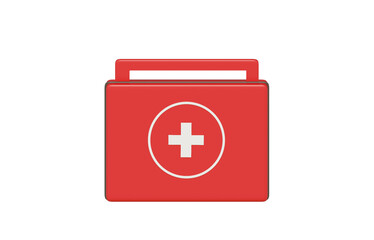 Fototapeta premium 3d First aid kit box medical help suitcase icon.