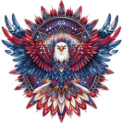 Fototapeta premium Vivid Mandala Eagle with Intricate Feather Design
