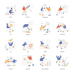 Flat vector illustration pack, Illustration Collection, Business illustration, vector illustration, Minimal Illustration Collection, Social illustration collection, flat illustrations pack, 