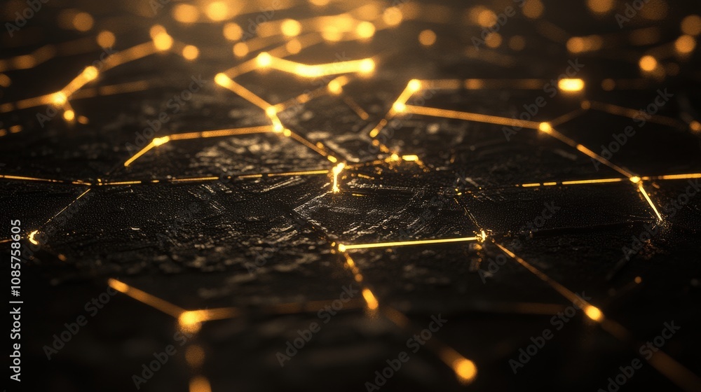 Poster abstract glowing pattern of interconnected lines on a textured surface creating a futuristic and dyn