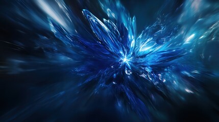 Fototapeta premium Abstract Blue Crystal Burst: A Digital Art Explosion of Color and Light