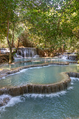 Naklejka premium Tat Kuang Si waterfall. Luang Prabang, Laos.
