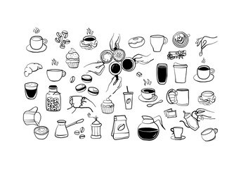 Charming Coffee and Dessert Illustrations: A Whimsical Collection of Hand-Drawn Coffee Cups, Treats, and Brewing Essentials, Perfect for Foodies and Coffee Lovers