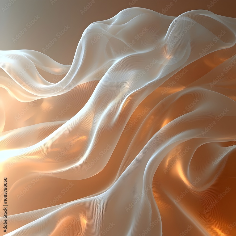 Aufkleber an ethereal composition of soft, flowing sheer fabric in warm tones, creating a sense of tranquility