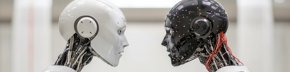 Fototapeta premium Future robotics human resource integration in a technological environment