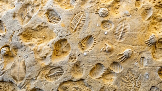 Ancient Leaf Fossils Embedded in Sandstone, Paleontology, Geology, Fossil Hunting