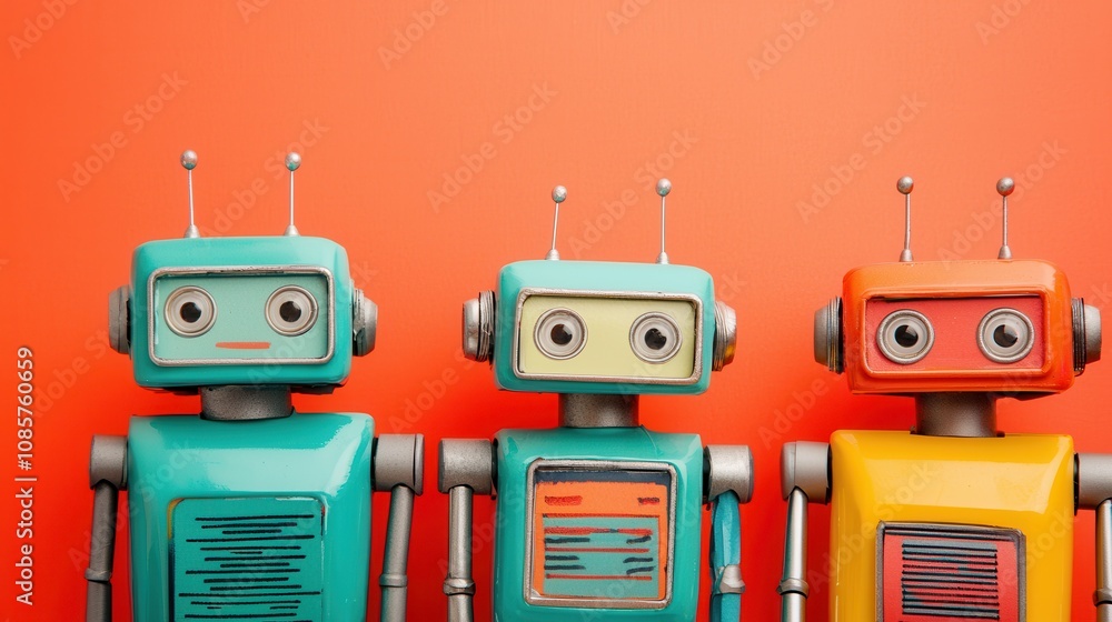 Aufkleber exploring future robots in human resource technology colorful environment creative viewpoint