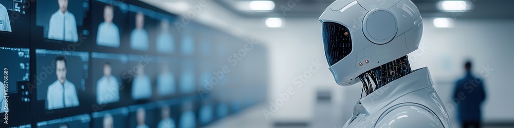 Aufkleber future robot integration in human resource management tech hub digital workspace innovation