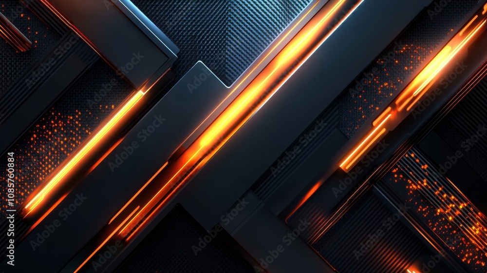 Poster abstract background with dynamic lines and textures featuring shimmering orange and black elements f