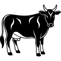 black and white cow vector illustration