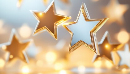 Stars cascading down from the top of the frame with a soft glow symbolizing excellent reviews quality