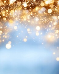 Soft golden light particles floating in a festive abstract background with glowing bokeh effects perfect for Christmas