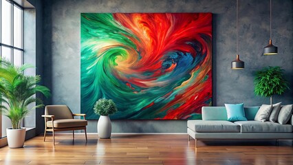 Abstract Whirlwind Canvas in Modern Living Room Design