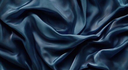 Obraz premium Dark blue silk fabric with folds, a background for design and decoration