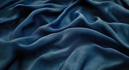 Fototapeta premium Dark blue silk fabric with folds, a background for design and decoration