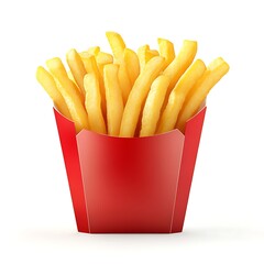 French fries isolated on a white background, close up