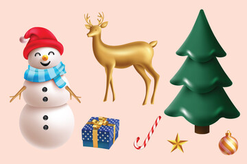 Christmas Festival Decorative Elements. Festive Vector Illustration For Discount Sale Offer Promotion, Greetings Card, Website, Advertisement, E-commerce.