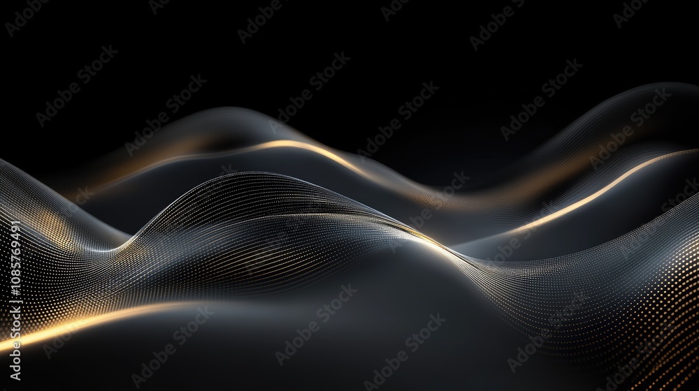 Aufkleber minimalistic new year's background in dark tones with delicate golden streaks and bokeh effects.