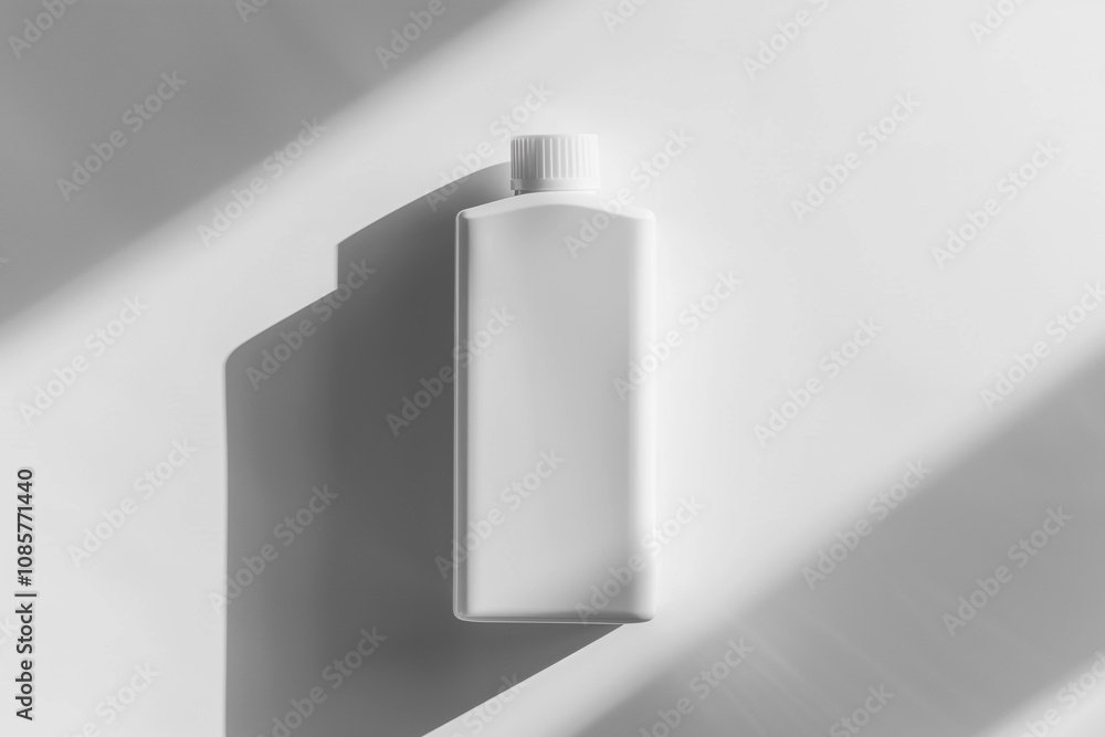 Poster a rectangular shampoo bottle with smooth, rounded edges, standing centered on a bright white backgro
