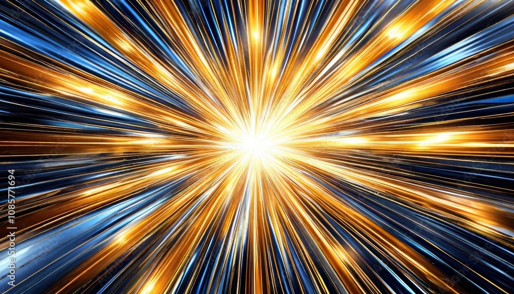 Poster shimmering golden bokeh background with swirling light rays.
