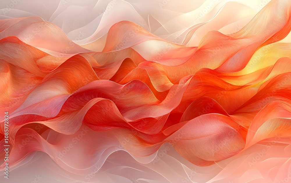 Poster a mesmerizing swirl of flowing fabric in warm hues of orange and soft white, creating a sense of mov