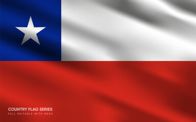 Realistic vector illustration of Chile flag, EPS10