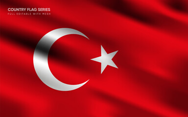 Realistic vector illustration of Turkey flag, EPS10