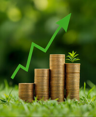 Growing coins symbolize economic growth and prosperity