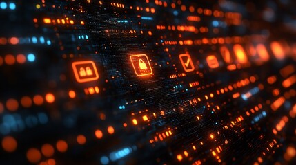 Obraz premium Digital retail environment brought life with floating financial symbols vivid transaction pathways and multilayered encryption safeguarding online purchases