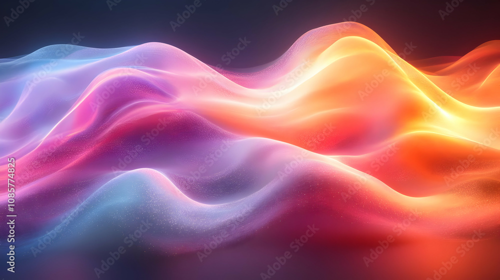 Poster a vibrant abstract wave pattern showcasing fluid colors and smooth gradients, perfect for creative p