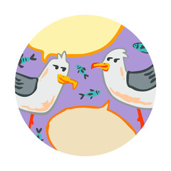 Vector artwork with Two Chatting Seagulls
