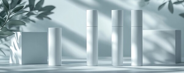 Elegantly designed white cosmetic tubes, embodying minimalism with a focus on functionality and style