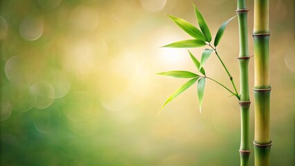 Obraz premium Serene Bamboo Shoots Emerging Against a Soft, Blurred Background of Natural Greens and Golds