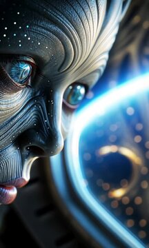 Mysterious Alien Gaze Amidst Cosmic Stars