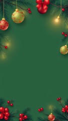 Elegant and festive Christmas ornament border with copy space, festive, background