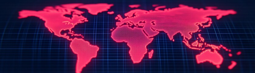  A world map with flashing red zones representing economic risks in key regions.