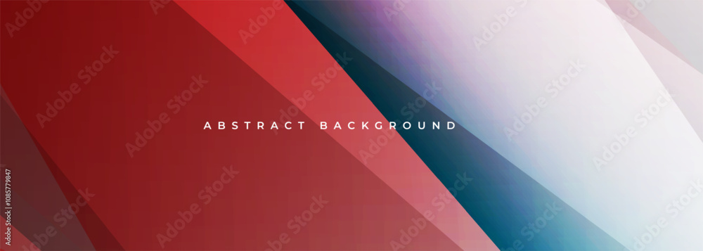 Poster red and blue modern abstract wide banner with geometric shapes. blue and red abstract background. ve