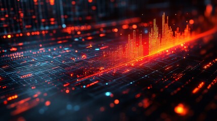 Obraz premium Abstract digital art of business insights glowing data graphs visual charts indicators highlighting corporate performance and market opportunities
