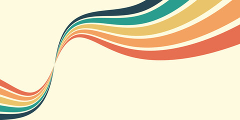 Retrofuturism poster design in trendy retro line style. Modern art poster retro vintage style 70s stripes background template lines shapes vector design.