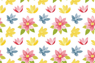 Flower watercolor art background vector. Wallpaper design with floral paint brush line art