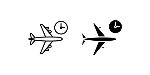 Flight delay icon set .Symbol isolated white background. vector illustration. color editable.