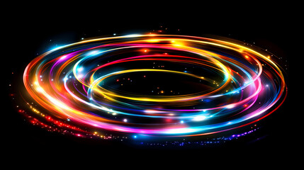 Obraz premium A dazzling whirl of multicolored lights that twist and spiral in dynamic motion. Whirl. Illustration