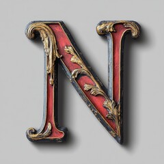 Stylized design of the letter N, isolated on a clean background