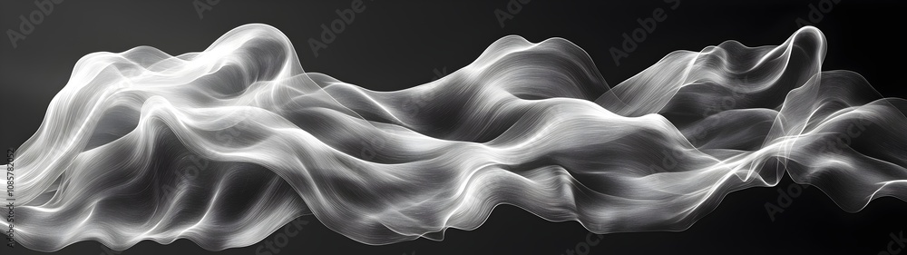Poster a mesmerizing abstract composition featuring flowing, translucent white waves against a dark backgro