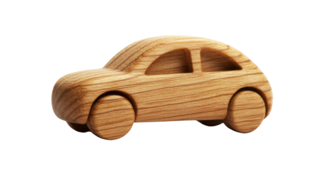 Wooden toy car transparent background