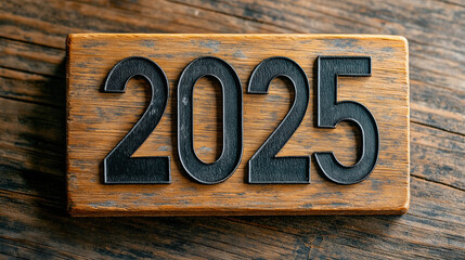 2 Champagne Glass Cheers,"2025" Word Written On Wood And In The Blue Background