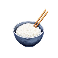 bowl of white rice with chopsticks, representing Asian cuisine and culture. This captures essence of traditional meal, evoking sense of warmth and comfort