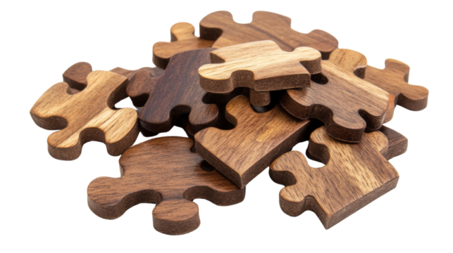 Wooden puzzles transparent background